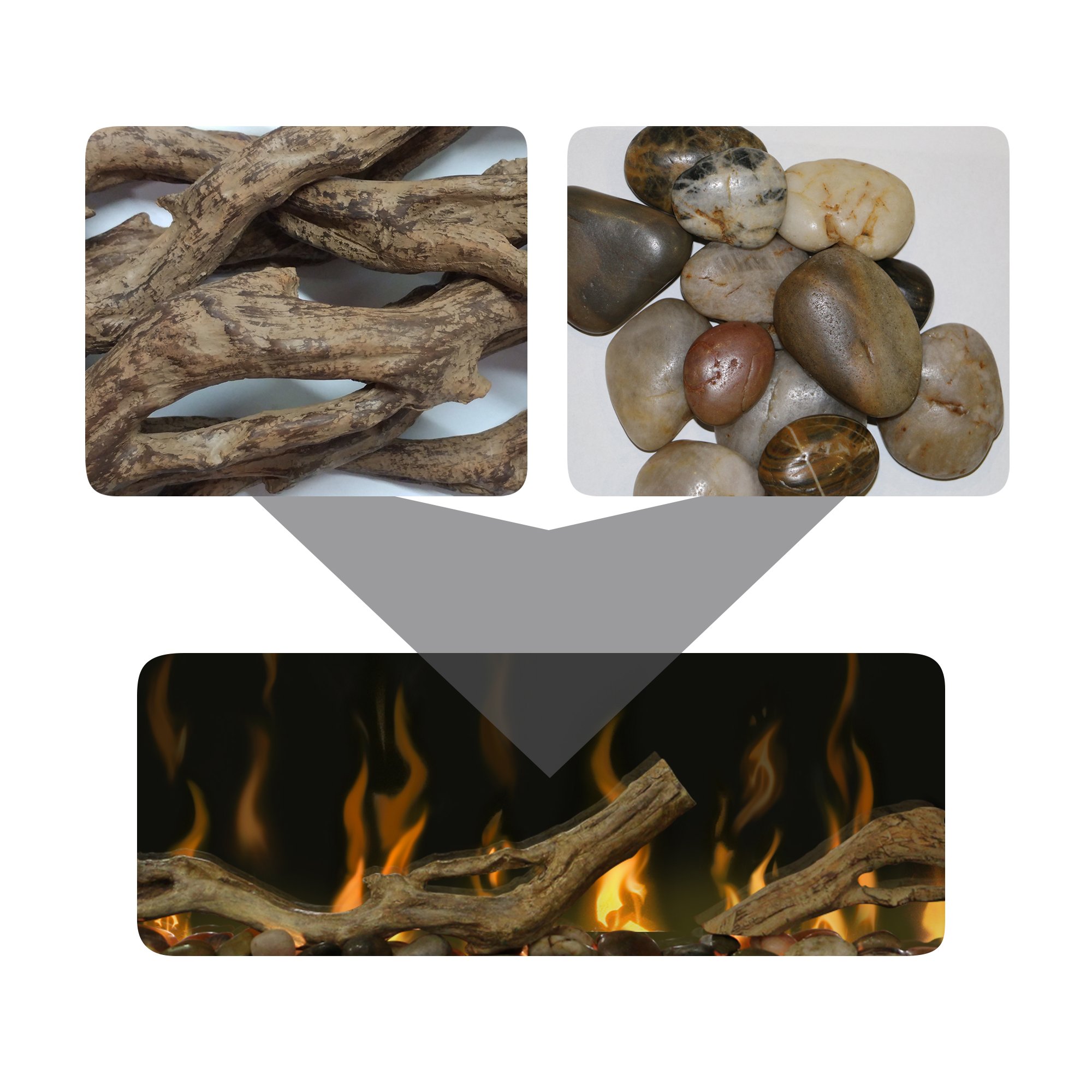 Dimplex X-LF50DWS-KIT Driftwood and River Rock Ember Bed