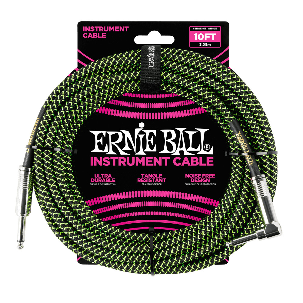 Ernie Ball P06077 Braided Straight to Angle Instrument Cable - 10ft