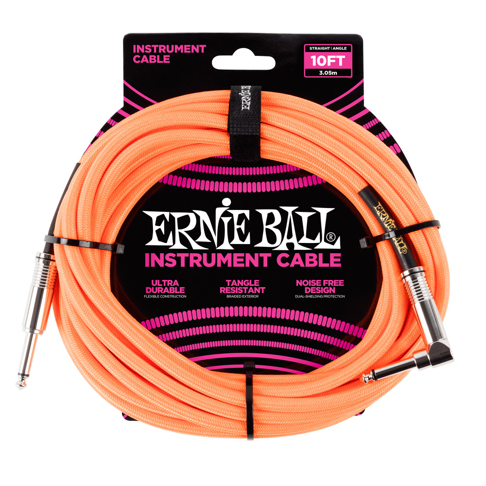 Ernie Ball P06079 Braided Straight to Angle Instrument Cable - 10ft