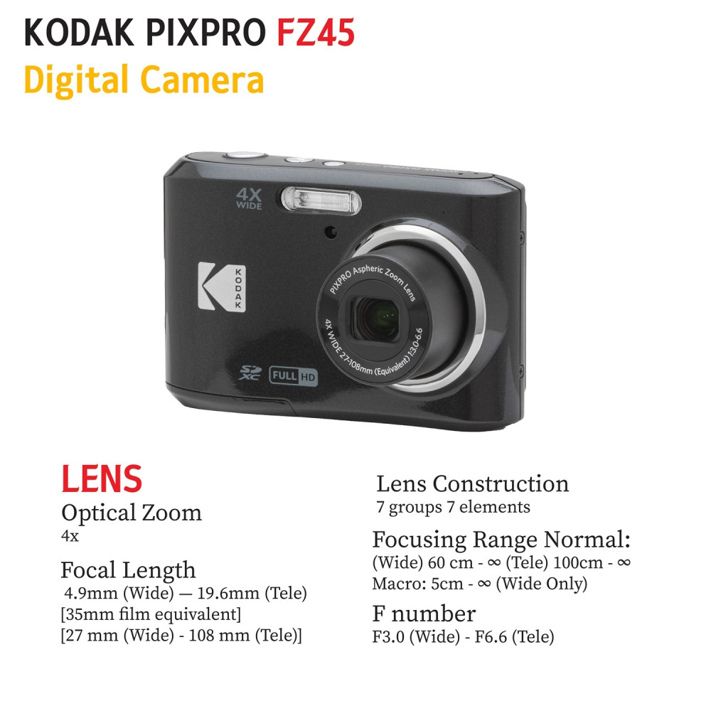 Kodak PIXPRO FZ45 Digital Point & Shoot Camera Bundle with accessories