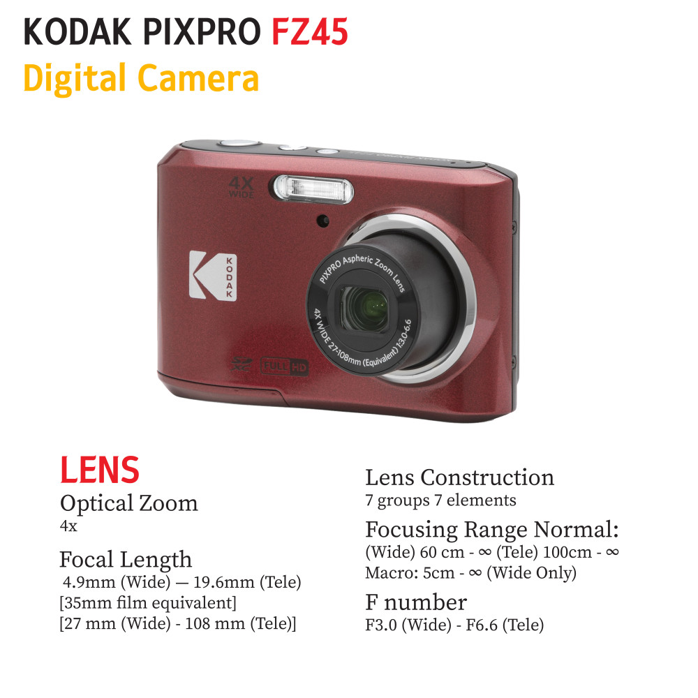 Kodak PIXPRO FZ45 Digital Point & Shoot Camera Bundle with accessories