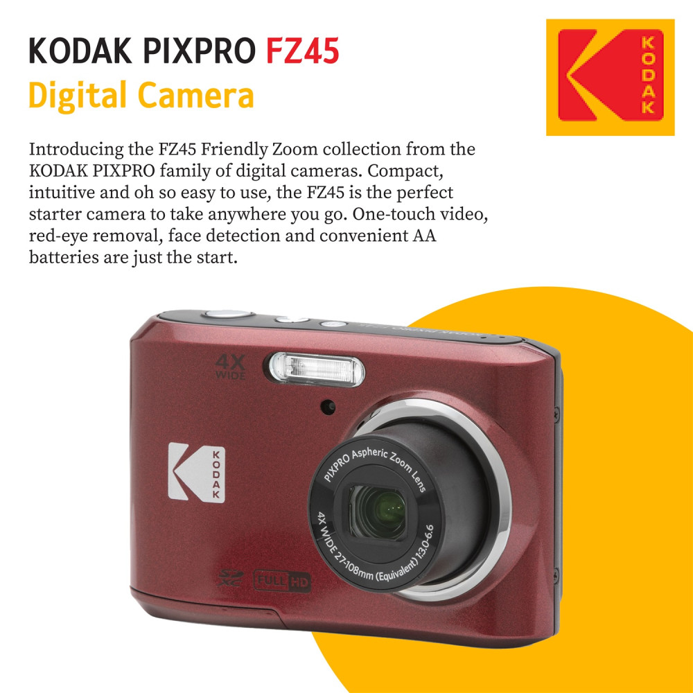 Kodak PIXPRO FZ45 Digital Point & Shoot Camera Bundle with accessories