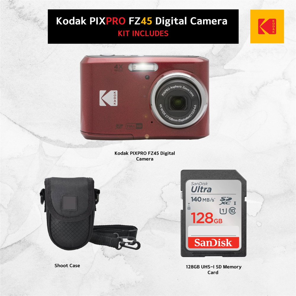 Kodak PIXPRO FZ45 Digital Point & Shoot Camera Bundle with accessories