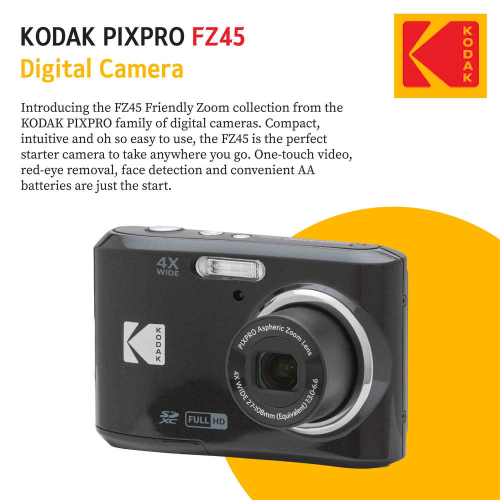 Kodak PIXPRO FZ45 Digital Point & Shoot Camera Bundle with accessories