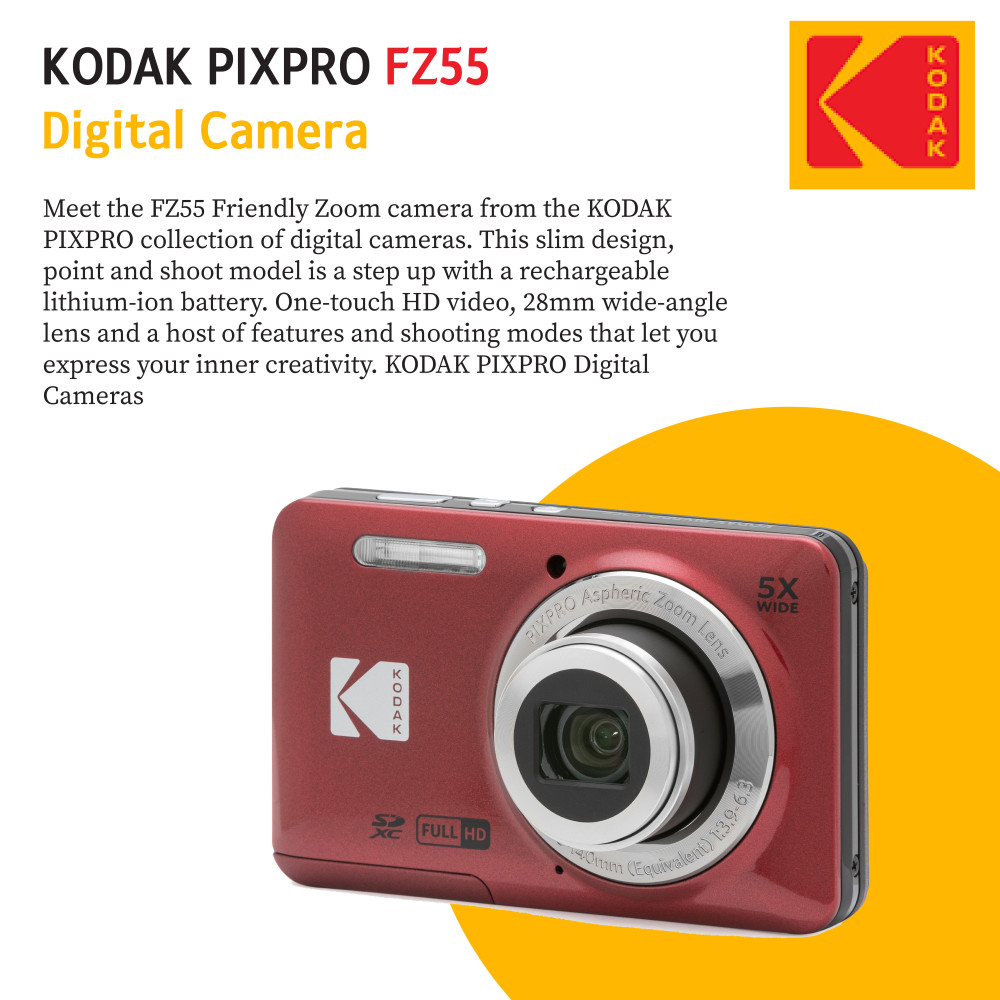 Kodak PIXPRO FZ55 Digital Point & Shoot Camera Bundle with accessories