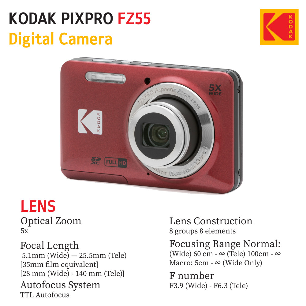 Kodak PIXPRO FZ55 Digital Point & Shoot Camera Bundle with accessories