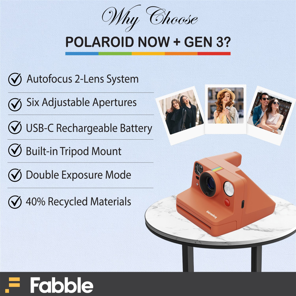 Polaroid Now+ Generation 3 I-Type Instant Film Camera (Black) Bundled with Accessories