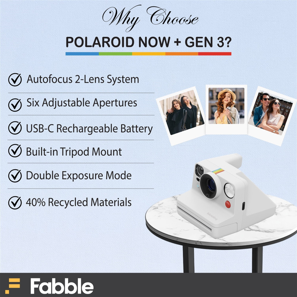 Polaroid Now+ Generation 3 I-Type Instant Film Camera (Black) Bundled with Accessories