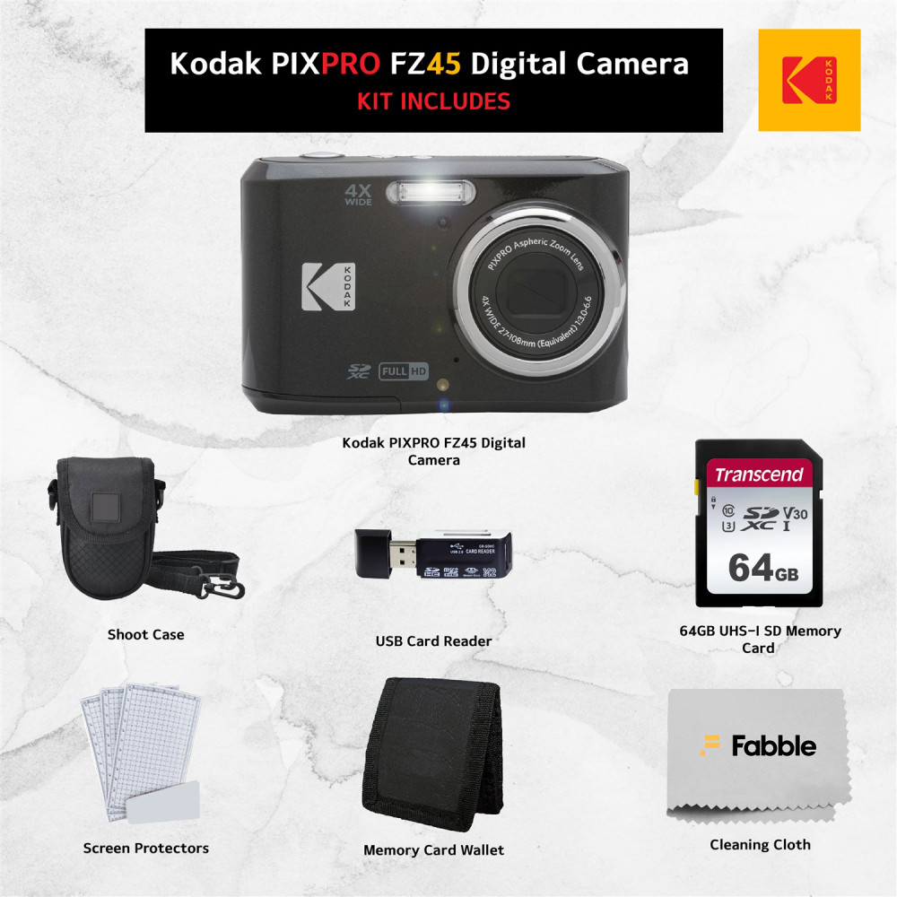 Kodak PIXPRO FZ45 Digital Point & Shoot Camera Bundle with accessories