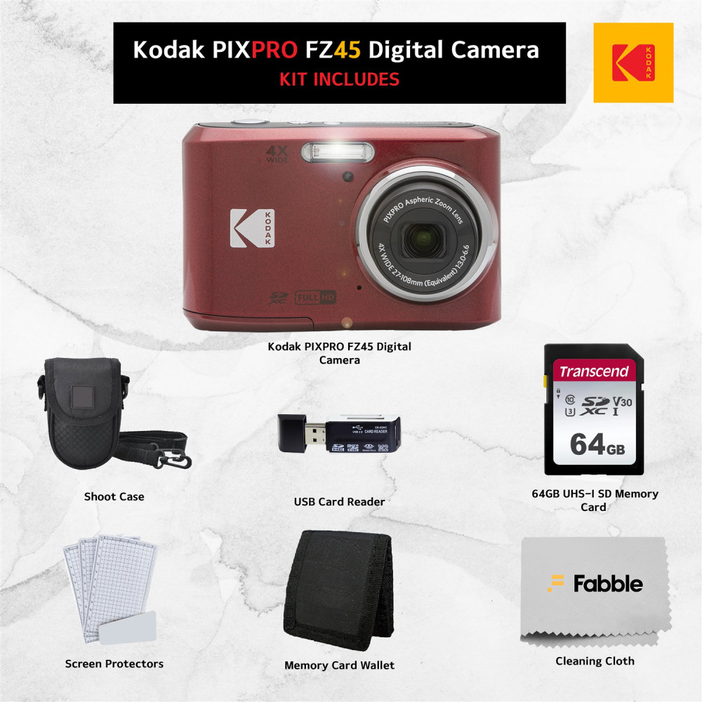 Kodak PIXPRO FZ45 Digital Point & Shoot Camera Bundle with accessories
