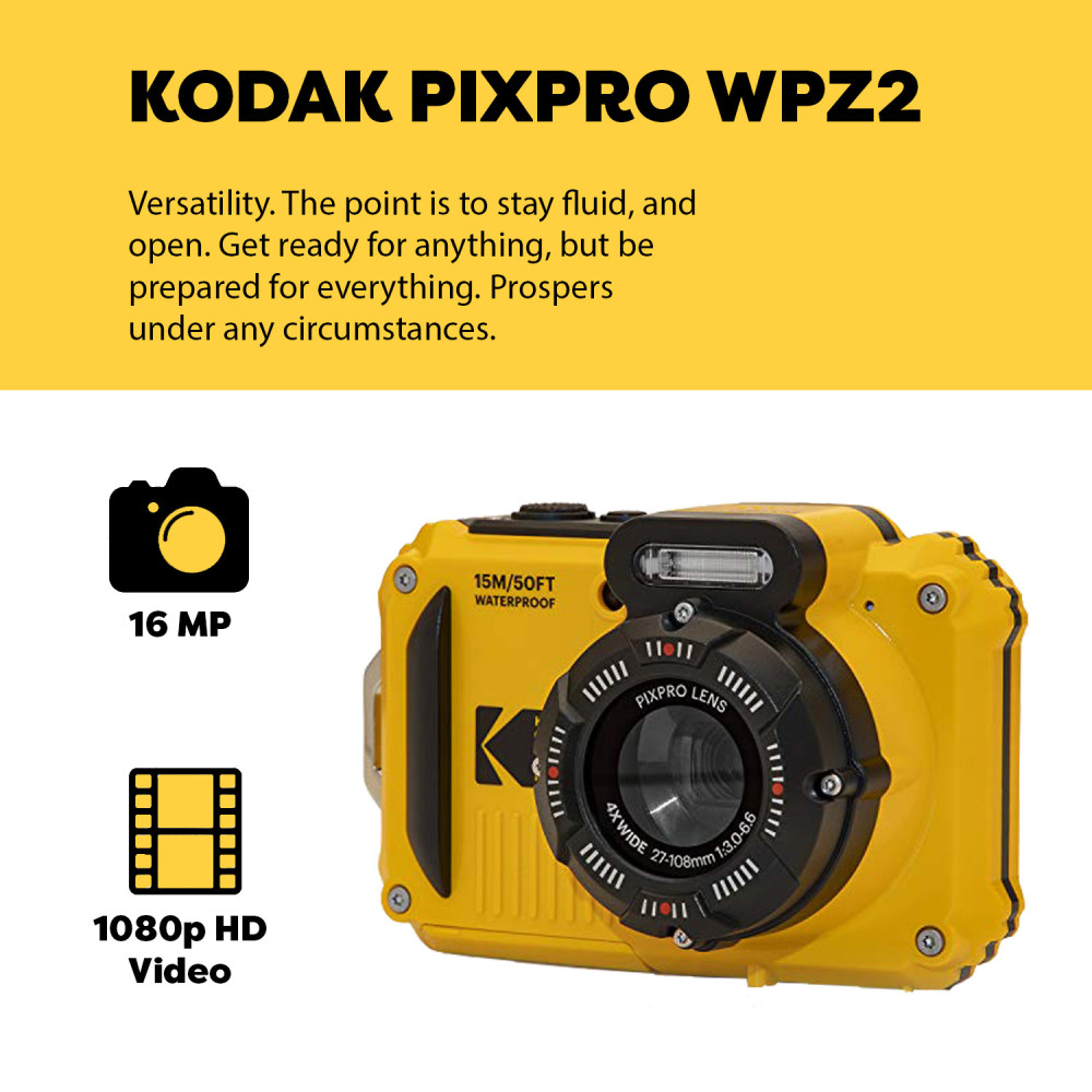 Kodak PIXPRO WPZ2 Waterproof Digital Camera Rugged 16MP Camera with 4x Optical Zoom, Wi-Fi