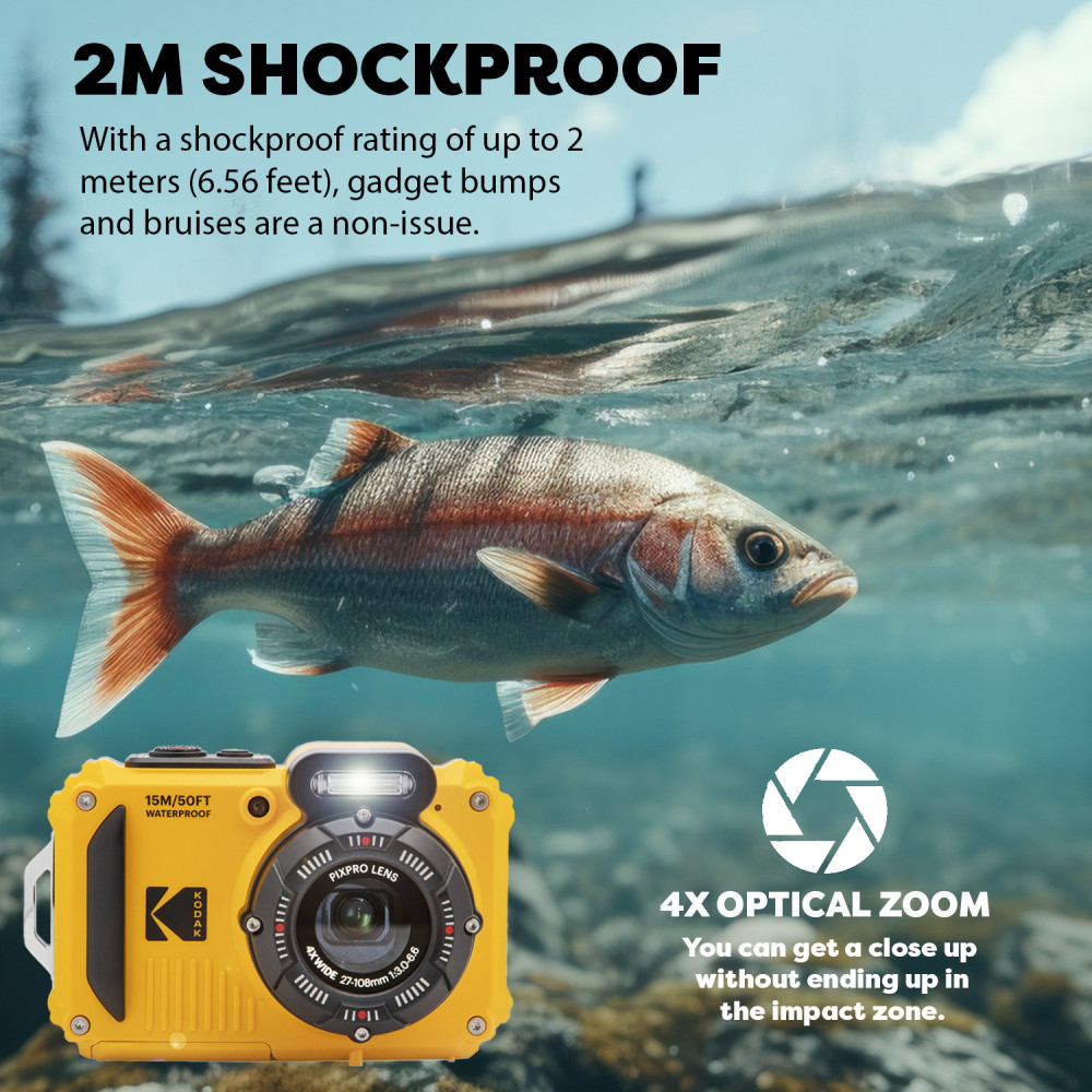 Kodak PIXPRO WPZ2 Waterproof Digital Camera Rugged 16MP Camera with 4x Optical Zoom, Wi-Fi