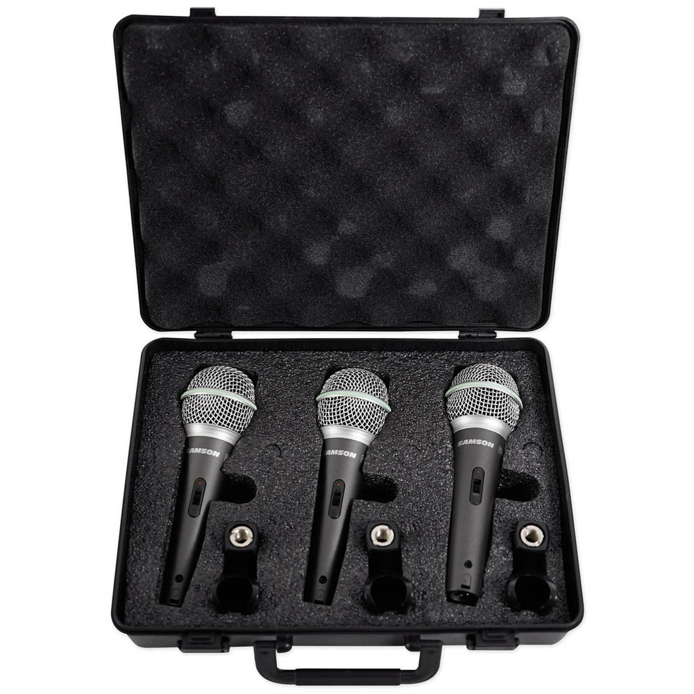 Samson Q6 Dynamic Mic 3-Pack Three Dynamic Vocal Microphones