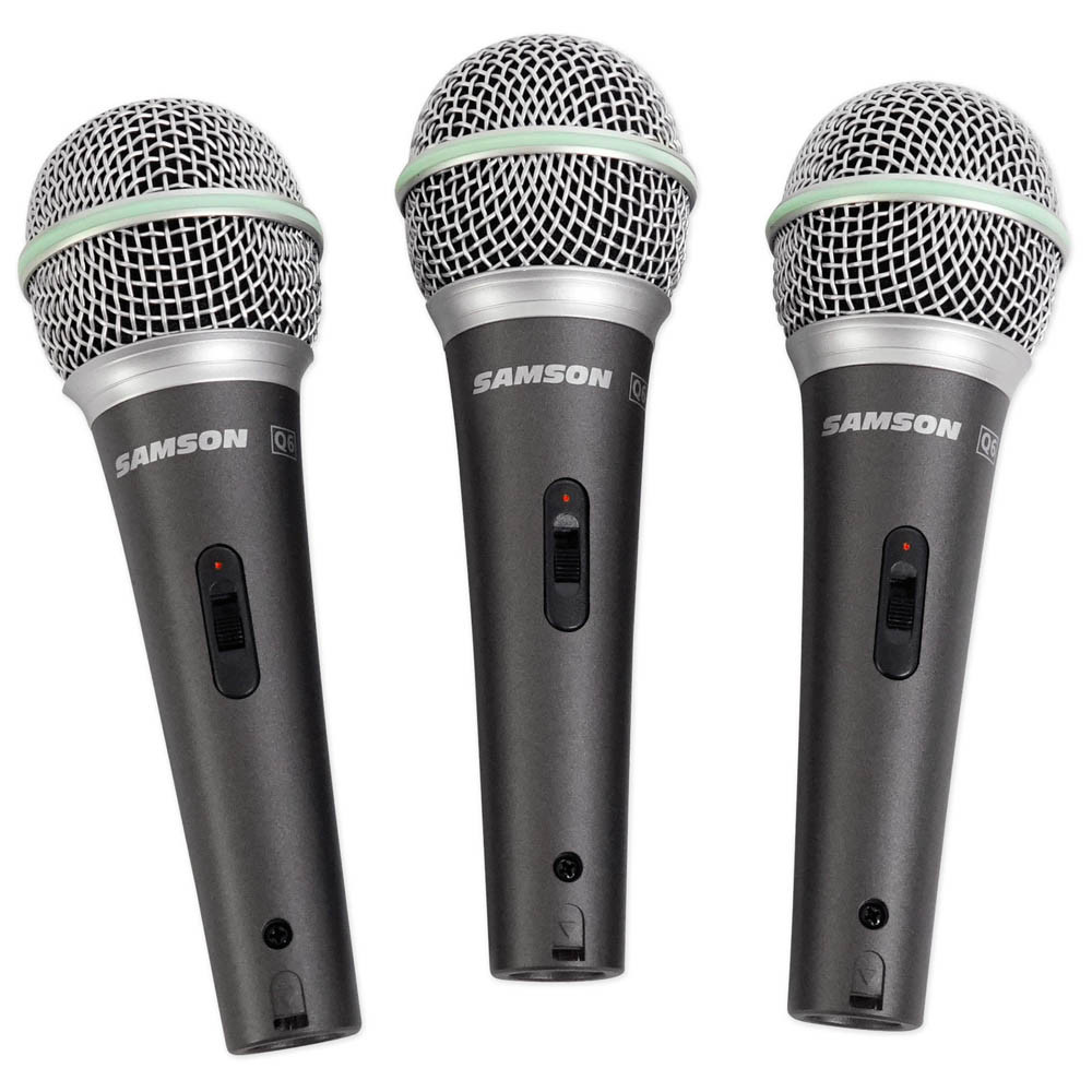 Samson Q6 Dynamic Mic 3-Pack Three Dynamic Vocal Microphones