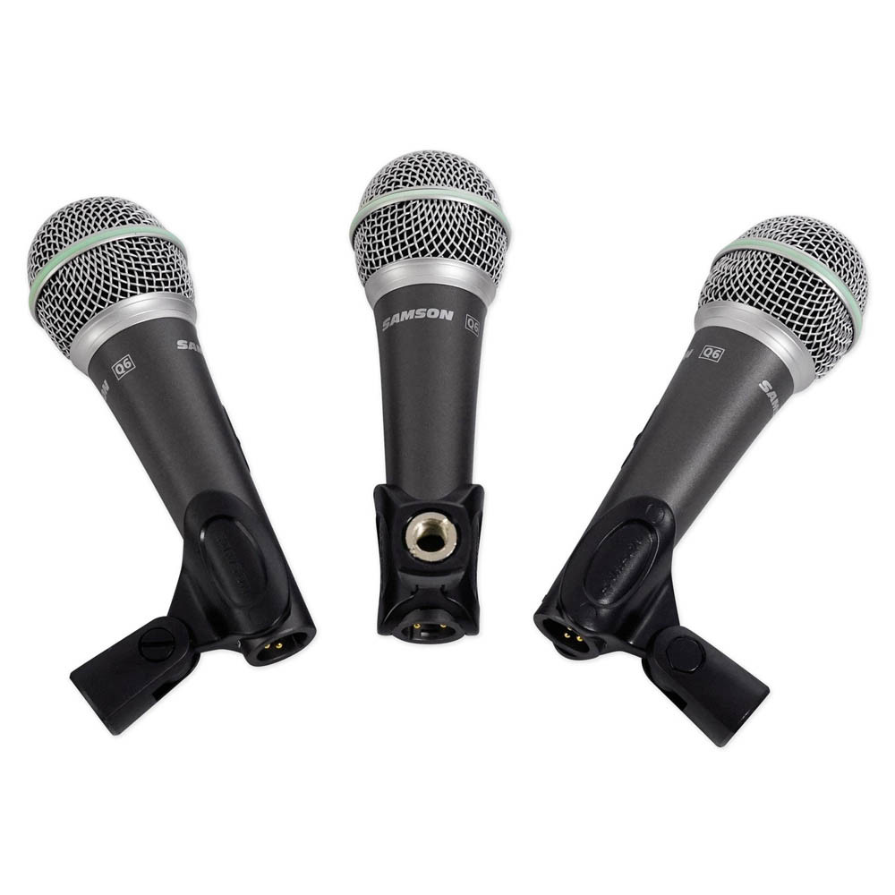 Samson Q6 Dynamic Mic 3-Pack Three Dynamic Vocal Microphones