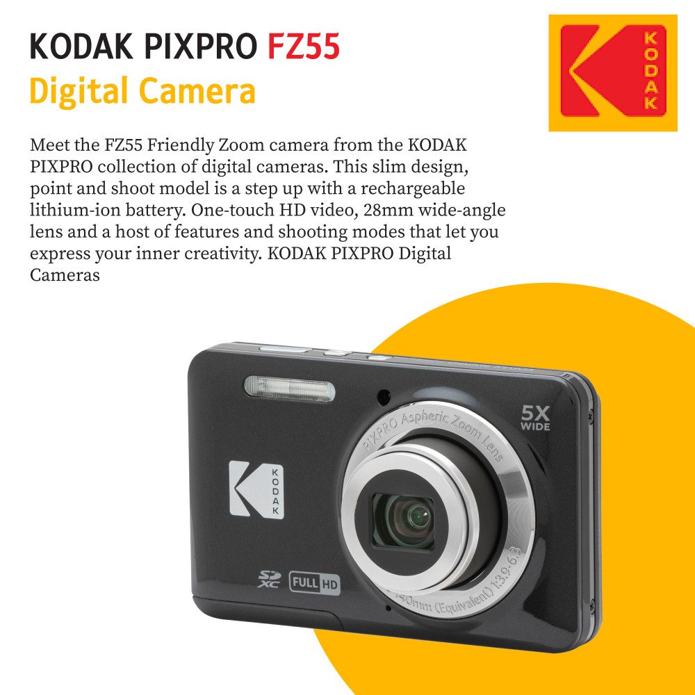 Kodak PIXPRO FZ55 Digital Point & Shoot Camera With Case