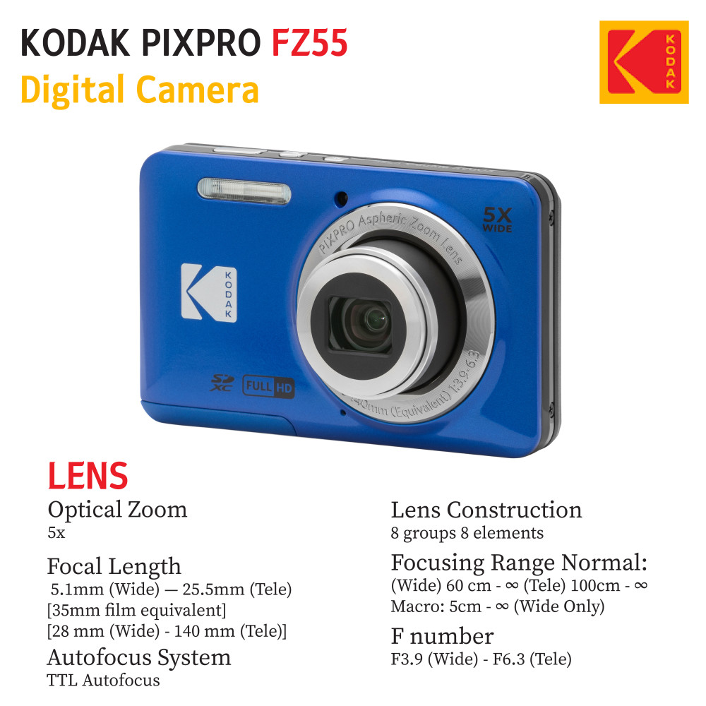 Kodak PIXPRO FZ55 Digital Point & Shoot Camera With Case