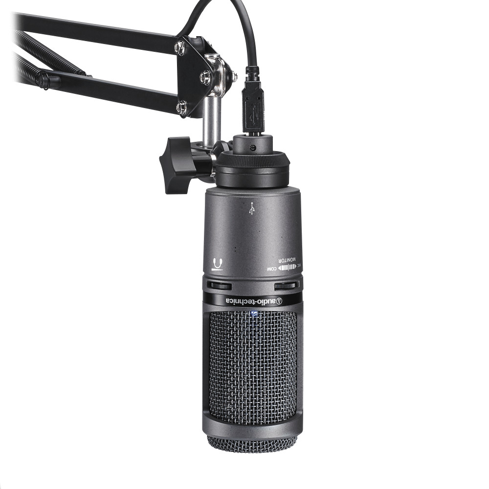 Audio-Technica AT2020USB+PK Includes USB Cardioid Condenser Microphone and Headphones for Podcasting/Streaming