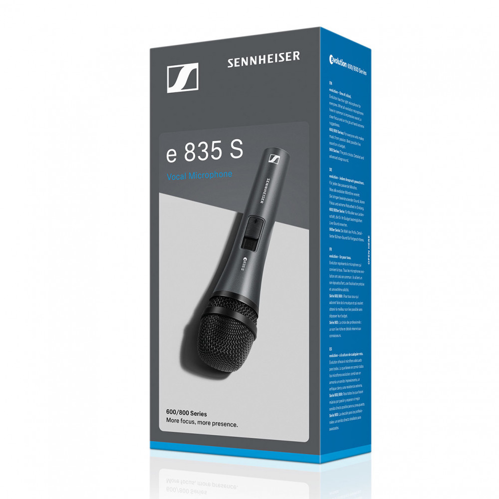 Sennheiser e 835-S Handheld Cardioid Dynamic Vocal Microphone, With On/Off Switch 3-Pack