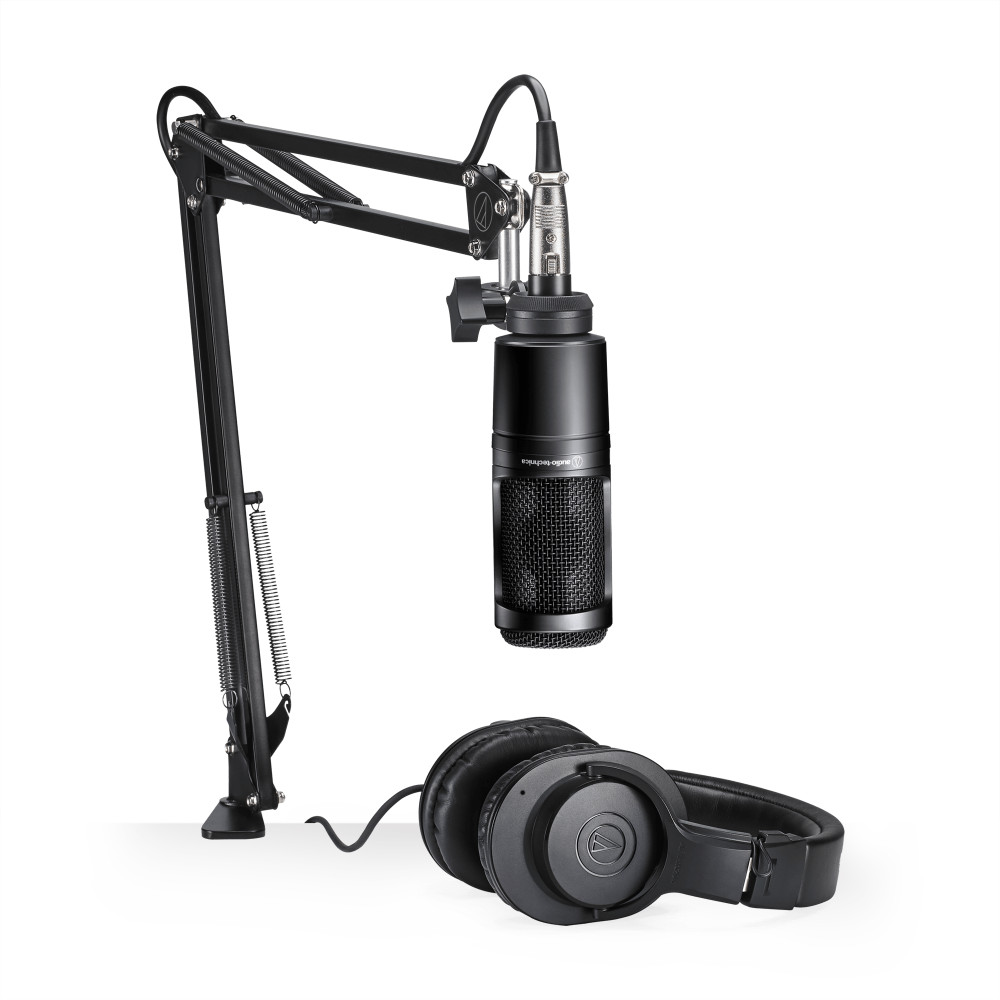 Audio-Technica AT2020PK Includes Cardioid Condenser Microphone and Headphones for Podcasting/Streaming