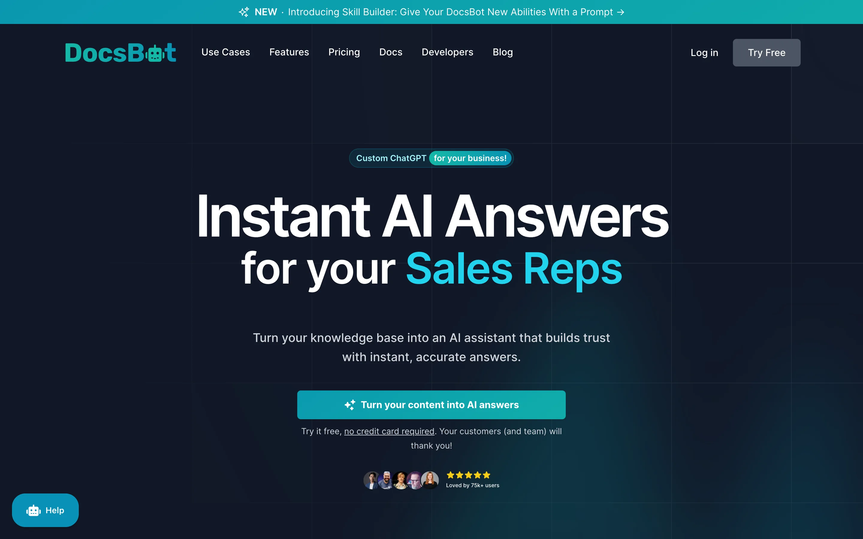 DocsBot AI homepage
