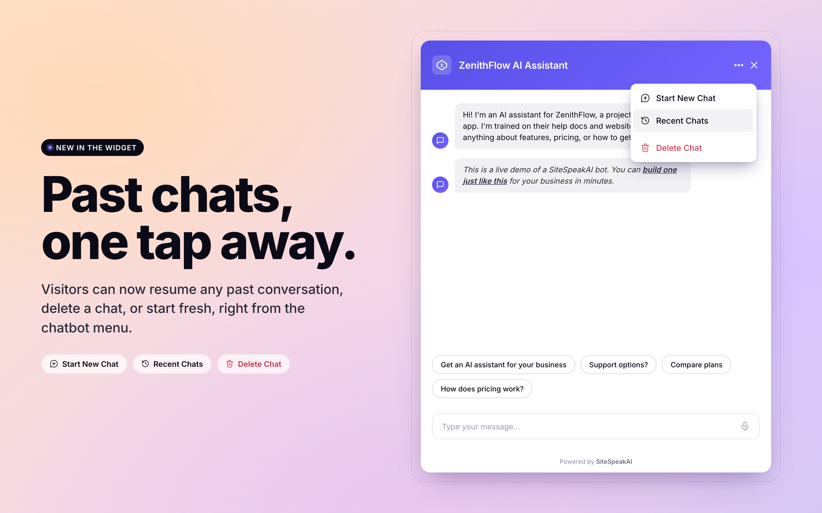 Recent Chats: Visitors Can Resume Past Conversations