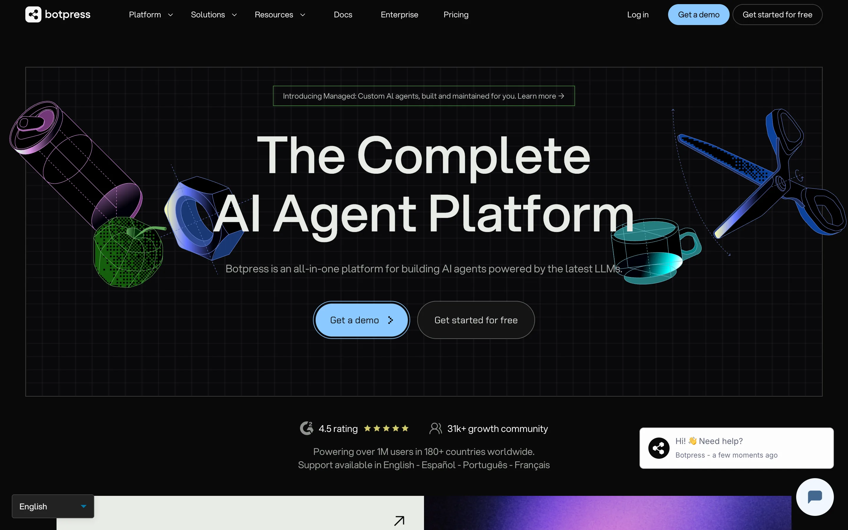 Botpress homepage