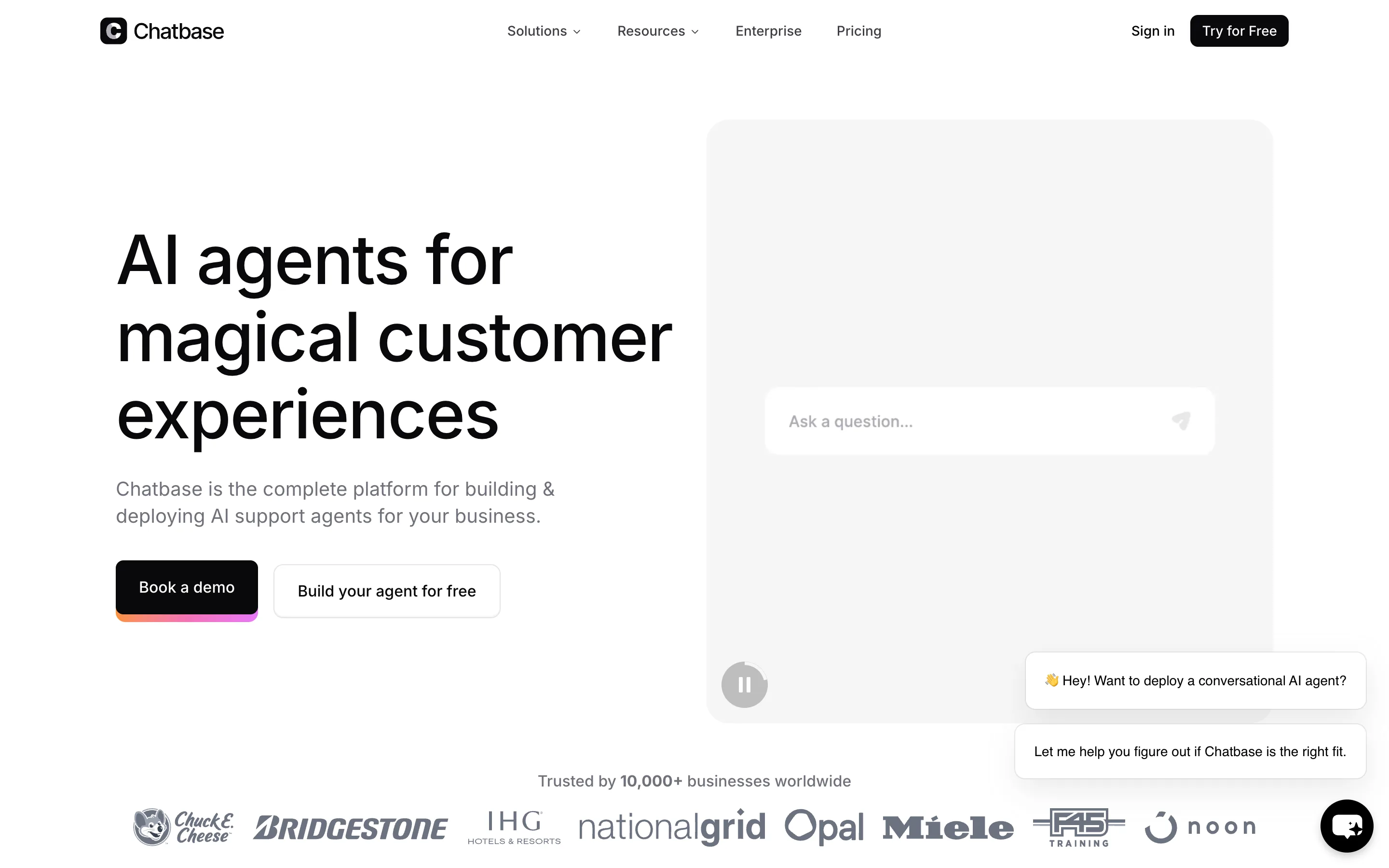 Chatbase homepage