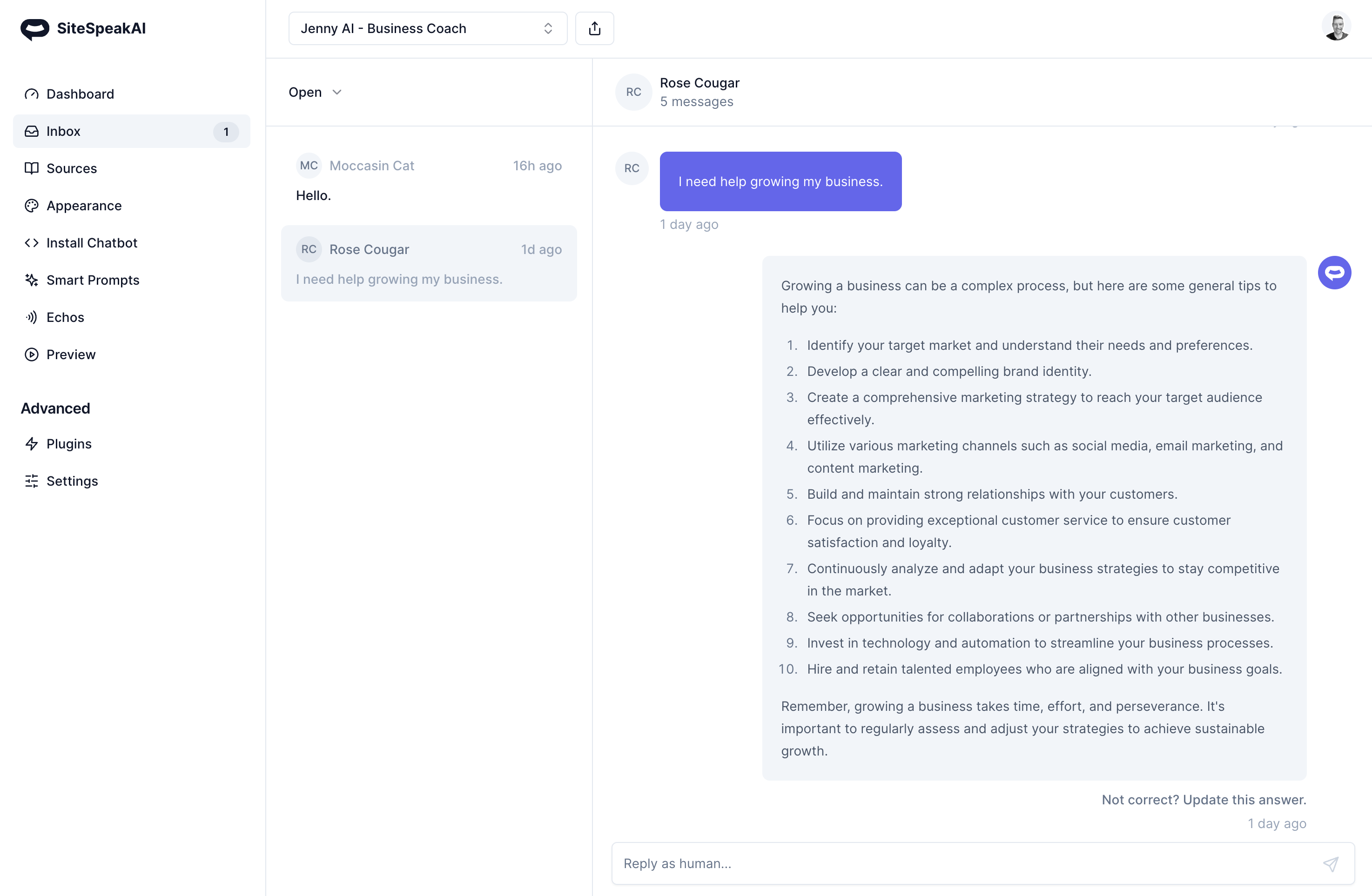 Monitor your AI inbox and conversations