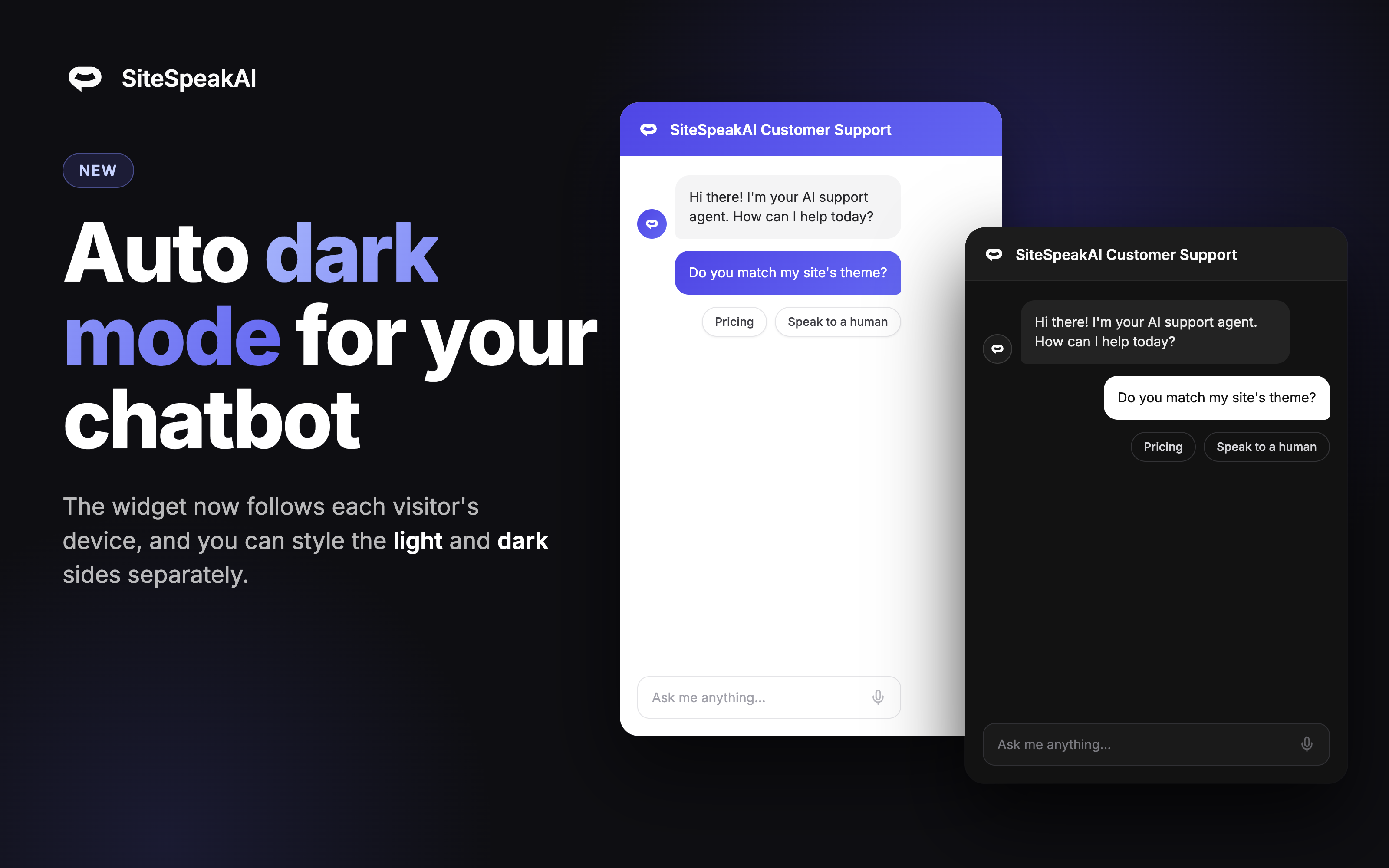 Auto dark mode for your chatbot