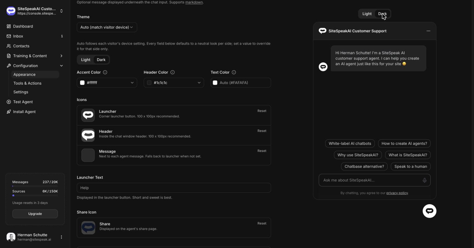 Auto theme dark side settings