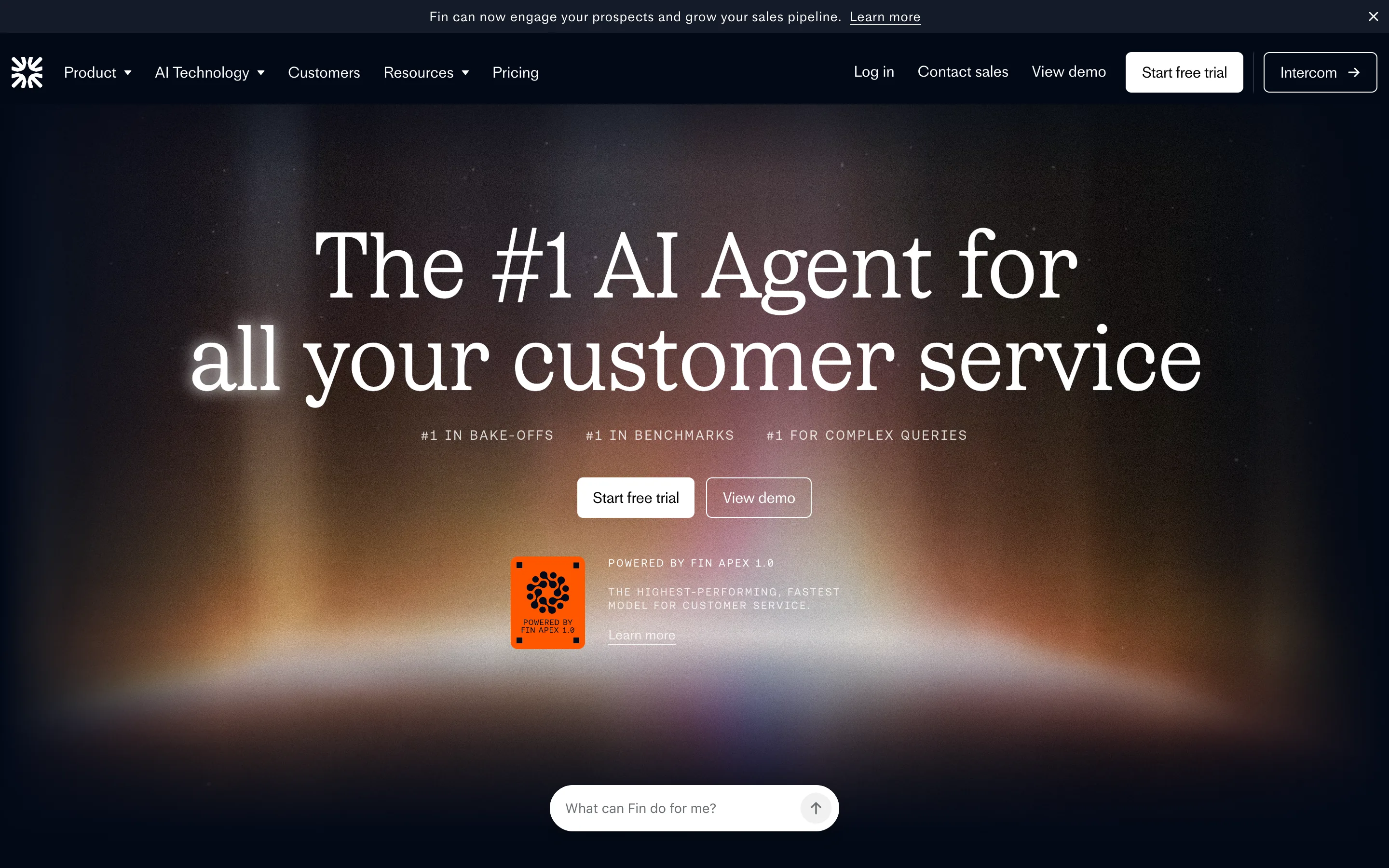 Intercom Fin homepage