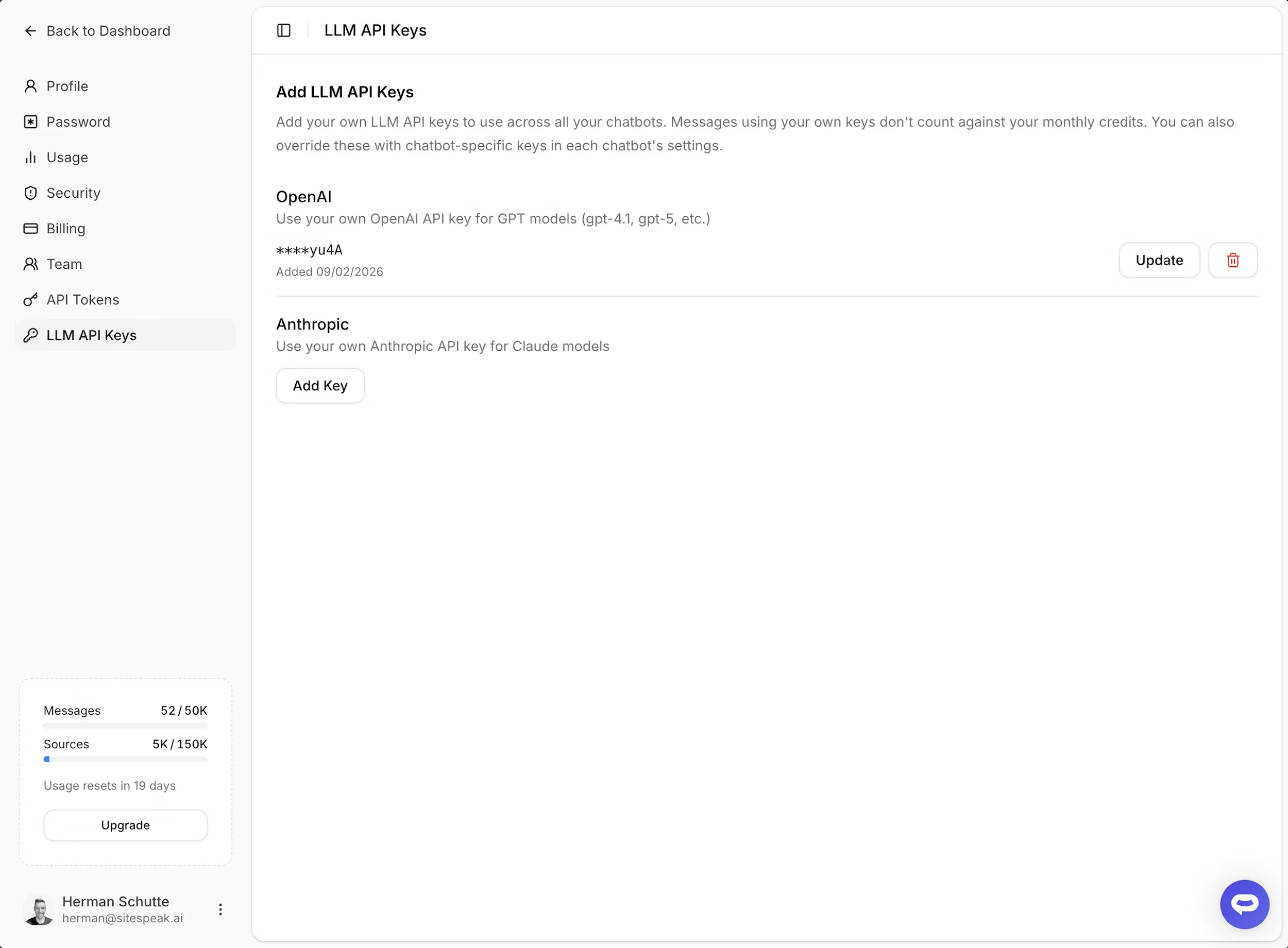Bring Your Own API Keys (BYOK)