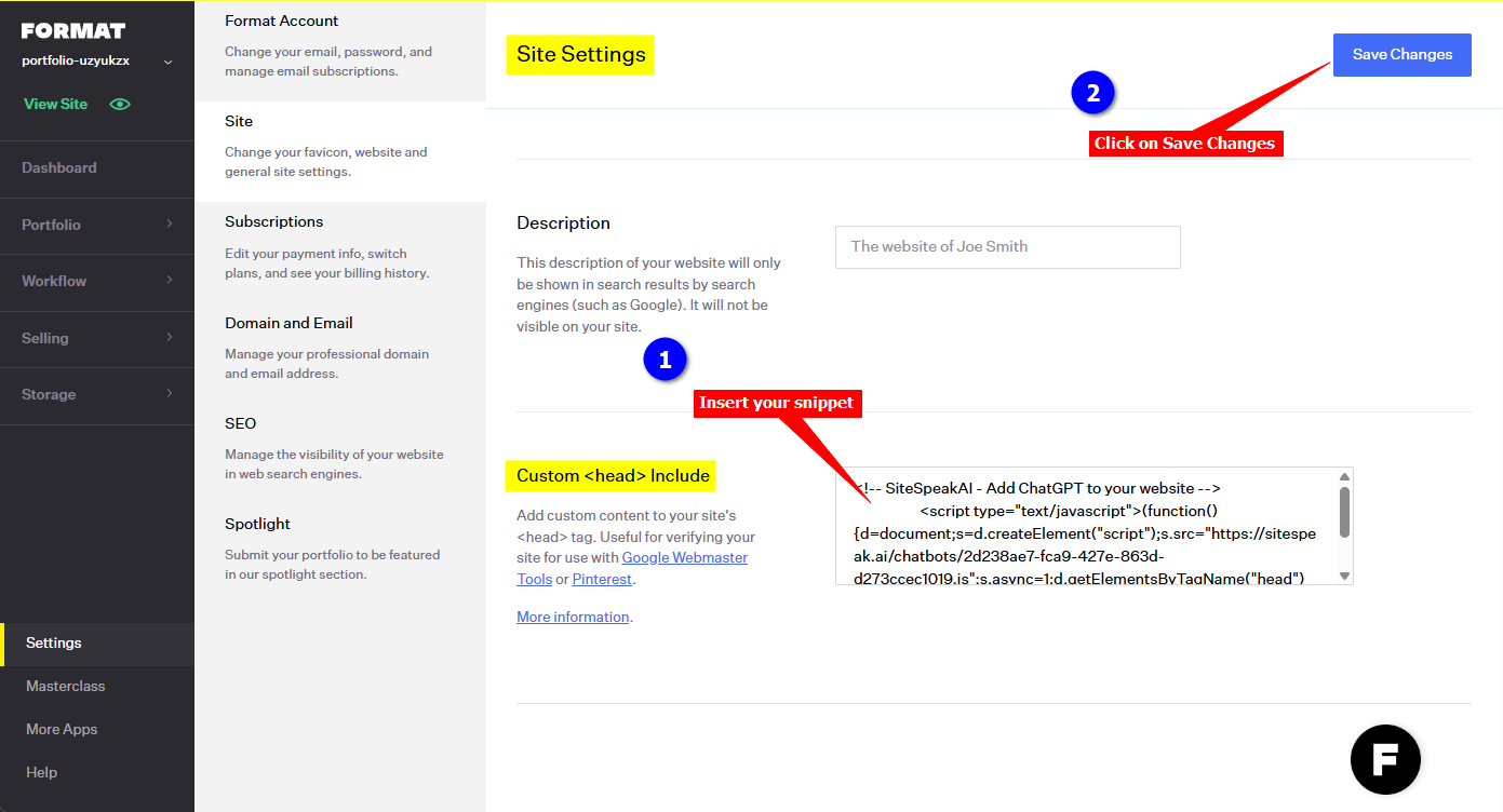3 - Format - Insert snippet and Save changes.png