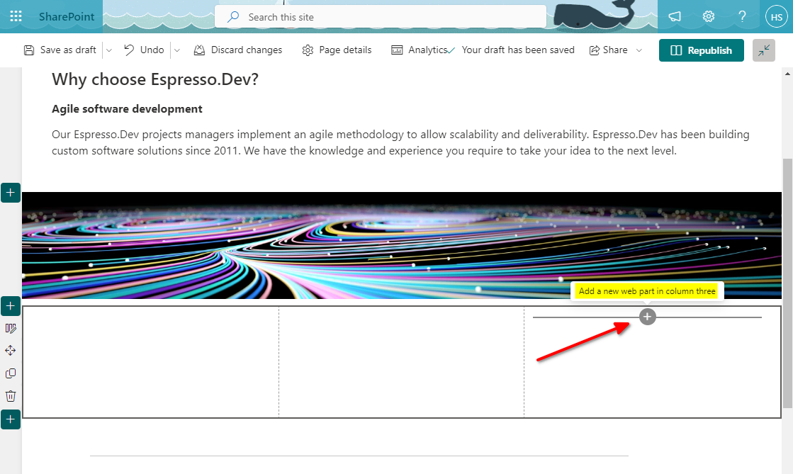 12 - SharePoint - Add a webpart in the right most column.png