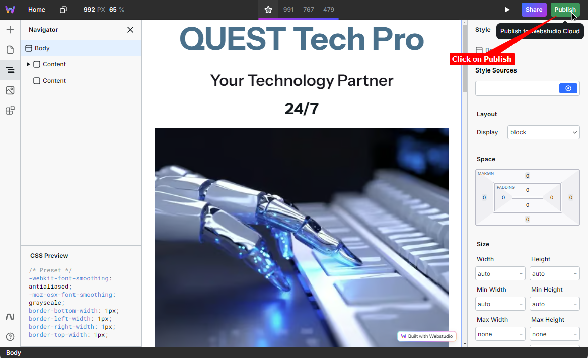 5 - Webstudio - Click on Publish.png