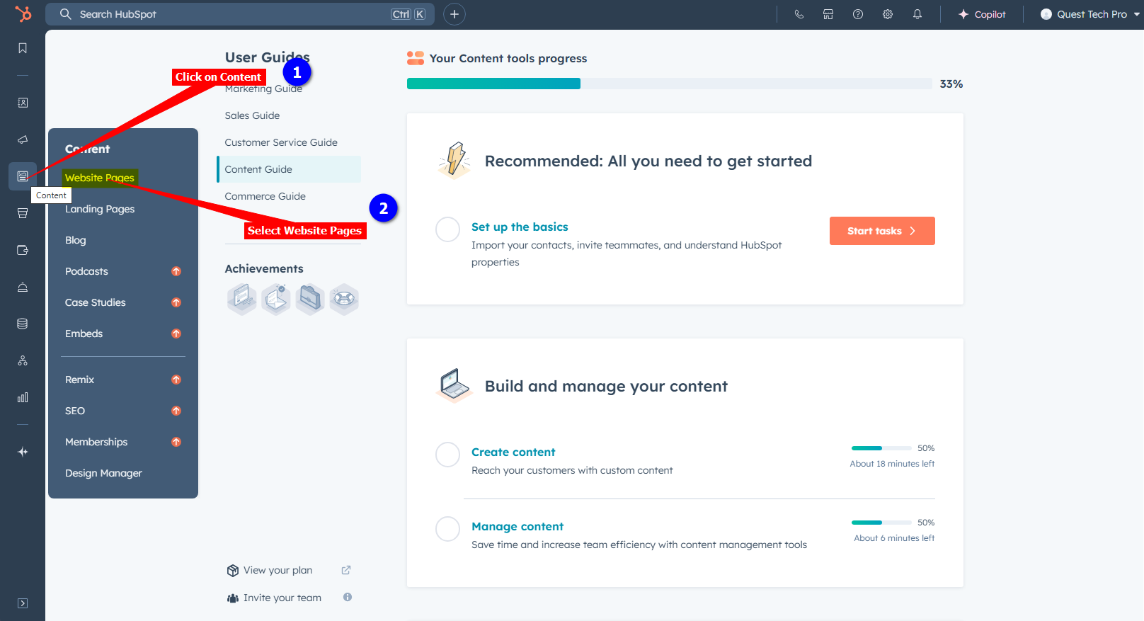 1 - Hubspot CMS - Click on Content and select Website Pages.png