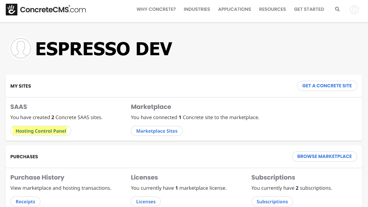 1 - ConcreteCms - Hosting Control Panel.png