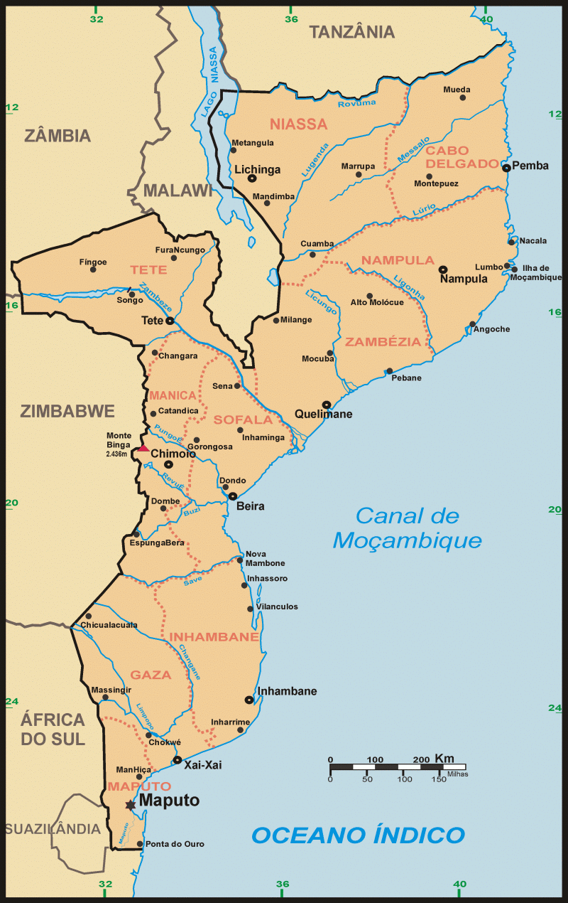 Mapa de Moçambique