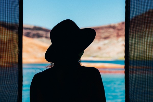 silhouette hat woman