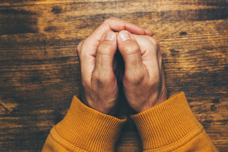 top view of religious male