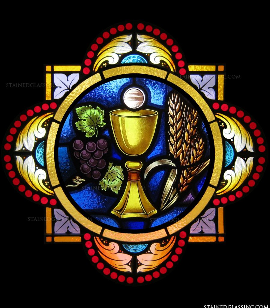Eucharist Symbol Religious Stained Glass Window