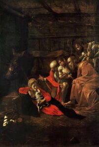 Adoracao dos Pastores 1609 de Caravaggio Tela para Quadro na Santhatela