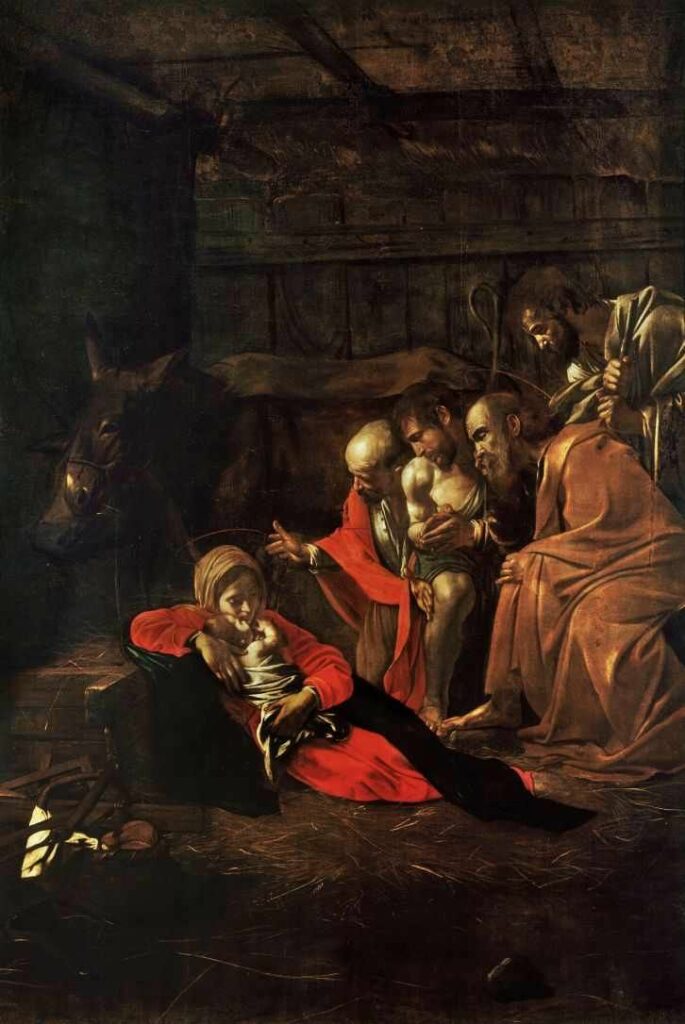 Adoracao dos Pastores 1609 de Caravaggio Tela para Quadro na Santhatela
