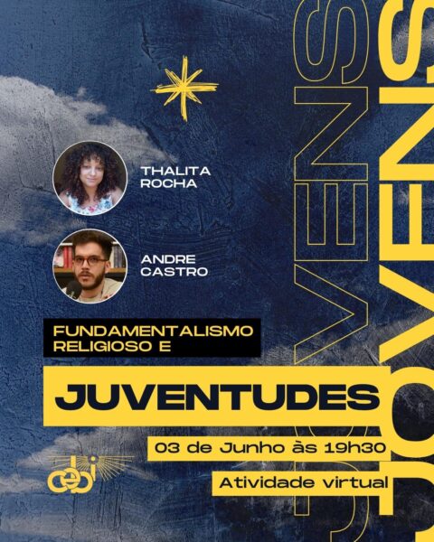 Post Instagram Culto de Jovens Encontro Moderno Azul e Amarelo