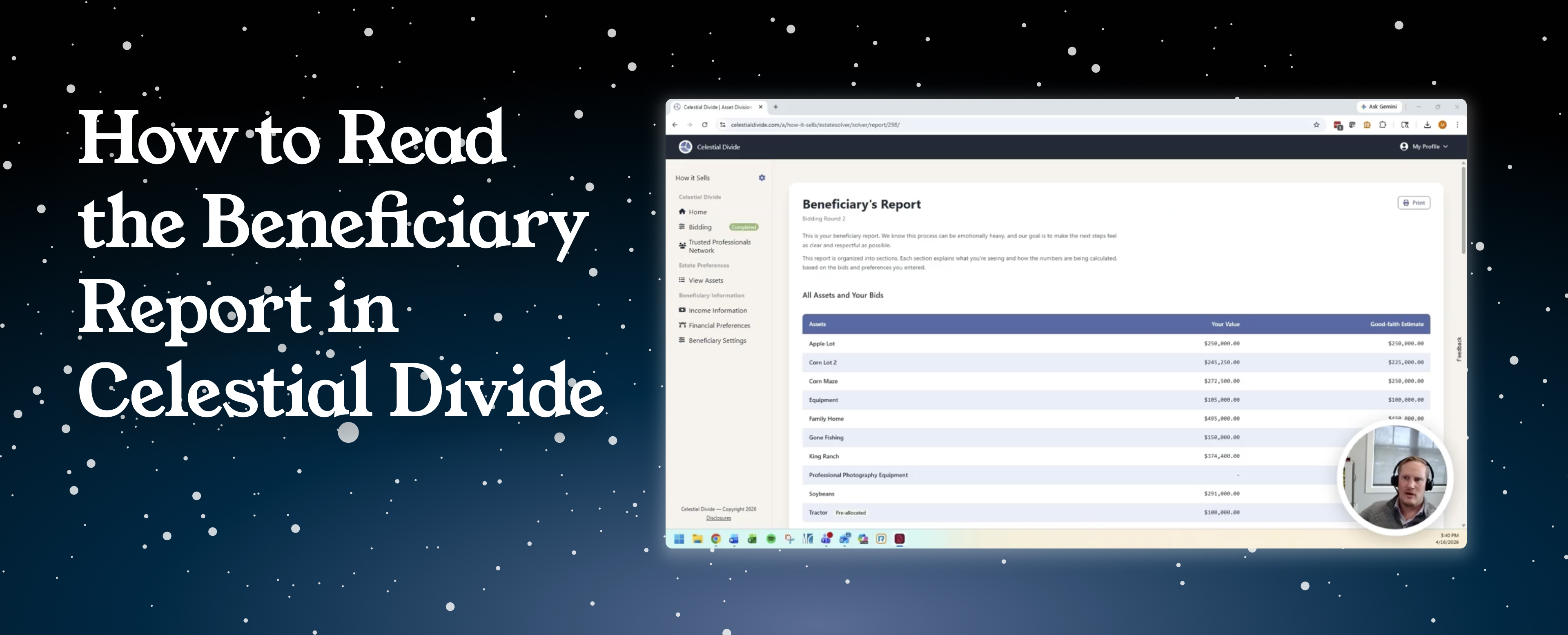 How to Read the Beneficiary Report in Celestial Divide