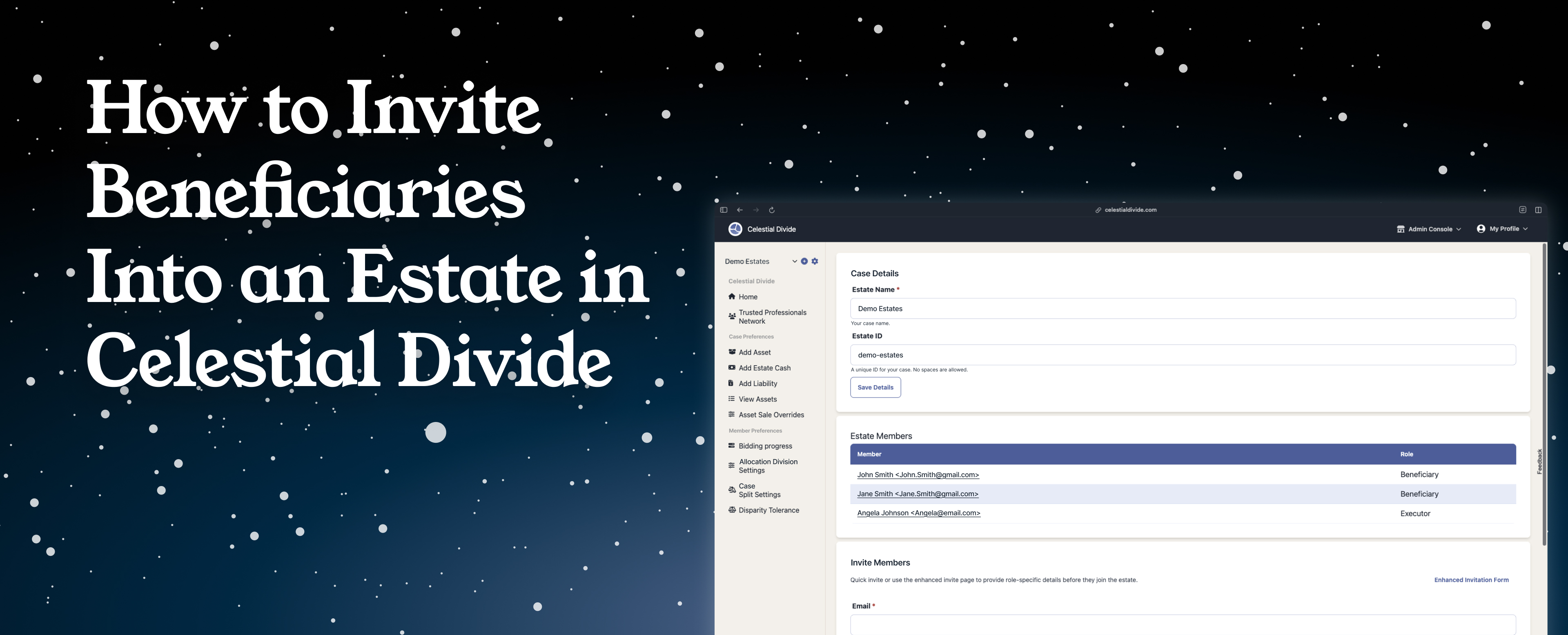 How to Invite Beneficiaries Into an Estate in Celestial Divide