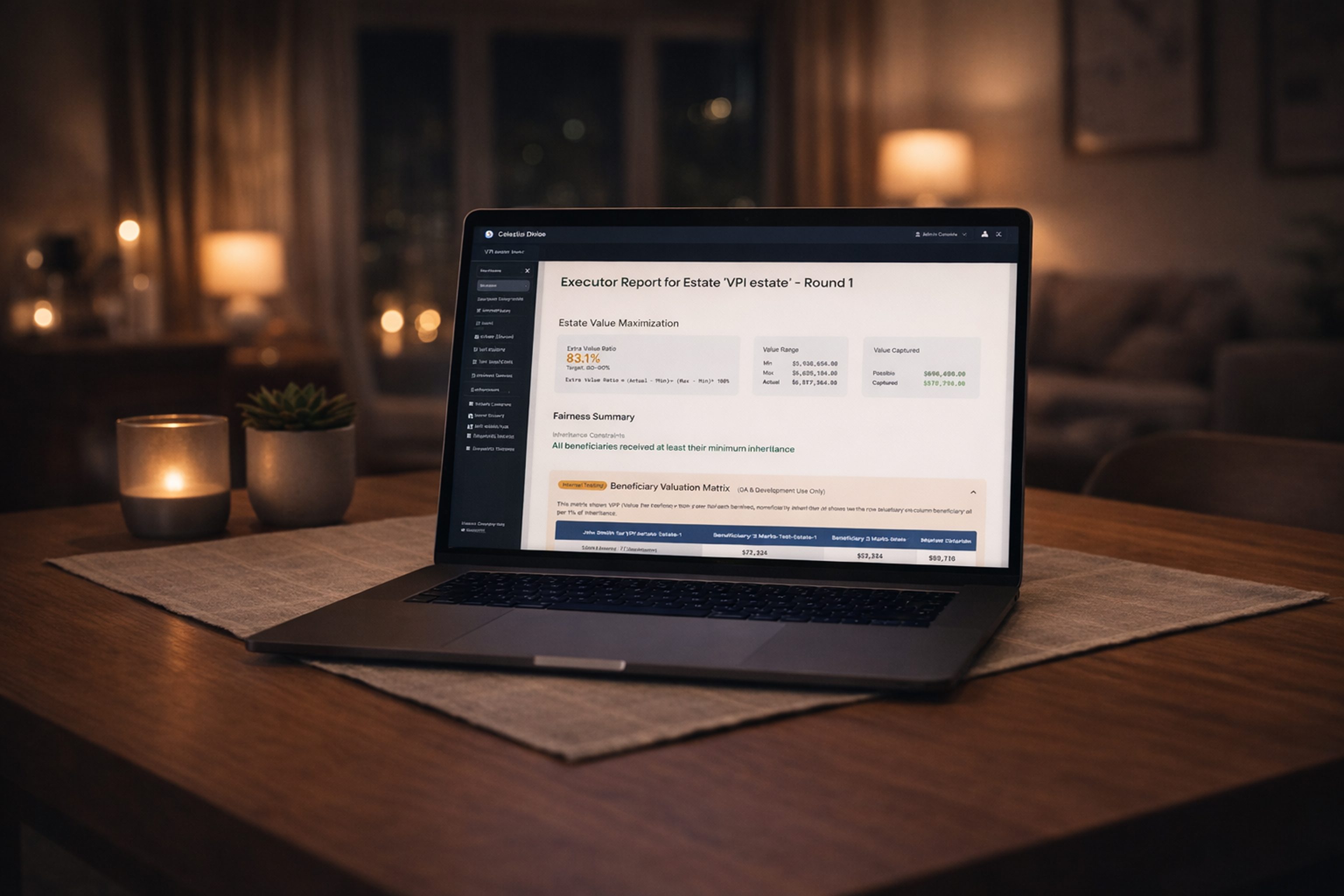 Executor report on laptop