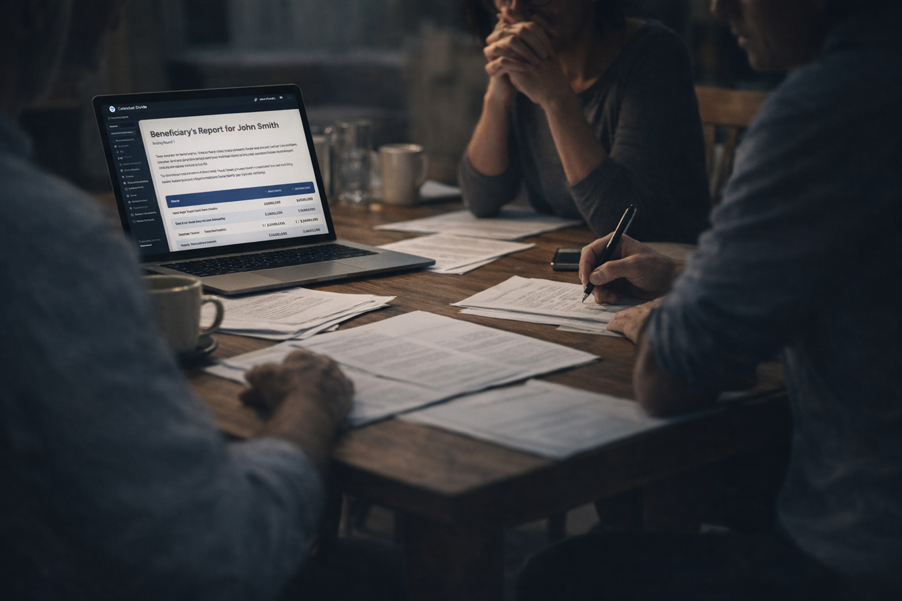 Family reviewing beneficiary report together