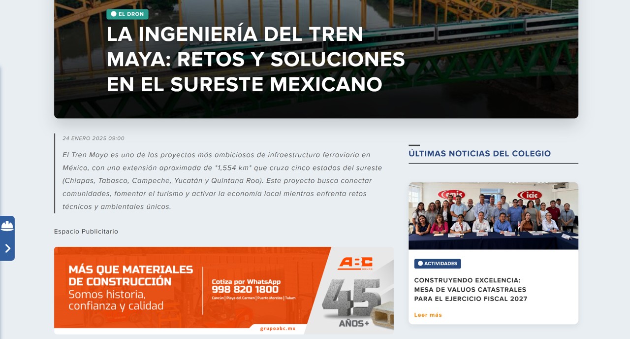 Captura de la Revista El Dron digital con artículos técnicos para socios